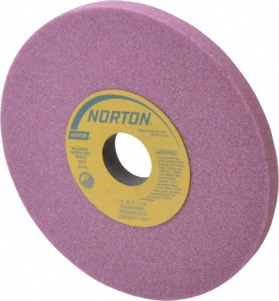Norton - 7" Diam x 1-1/4" Hole x 1/2" Thick, I Hardness, 46 Grit Surface Grinding Wheel - Aluminum Oxide, Type 1, Coarse Grade, 3,600 Max RPM, Vitrified Bond, No Recess - Industrial Tool & Supply