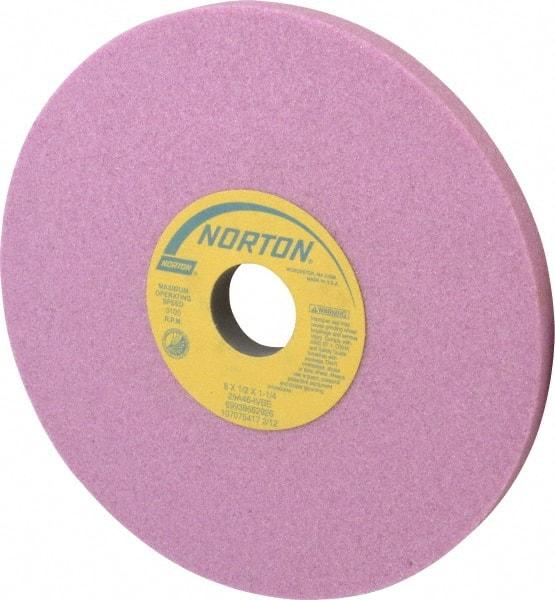 Norton - 8" Diam x 1-1/4" Hole x 1/2" Thick, I Hardness, 46 Grit Surface Grinding Wheel - Aluminum Oxide, Type 1, Coarse Grade, 3,105 Max RPM, Vitrified Bond, No Recess - Industrial Tool & Supply