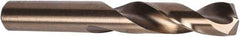 Precision Twist Drill - 0.316" 135° Spiral Flute Cobalt Screw Machine Drill Bit - Oxide/Gold Finish, Right Hand Cut, 1-11/16" Flute Length, 2-15/16" OAL, Split Point, Straight Shank - Industrial Tool & Supply