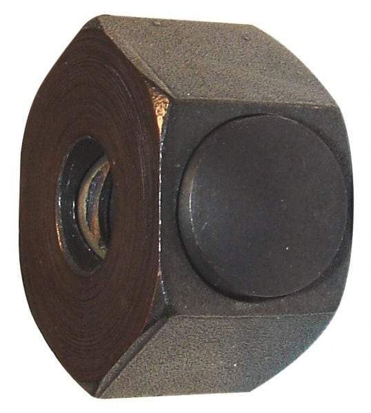 Morton Machine Works - 5/8-11 UNC Steel Right Hand Push Button Hex Nut - 1-3/8" Across Flats, 1-1/8" High, Black Oxide Finish - Industrial Tool & Supply