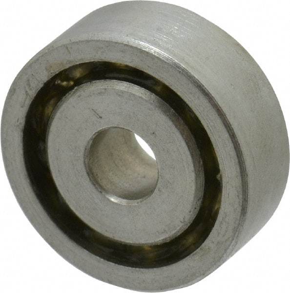 Value Collection - 3/16" Bore Diam, 11/16" OD, Open Unground Full Complement Radial Ball Bearing - 1/4" Wide, 1 Row, Round Bore, 287 Lb Dynamic Capacity - Industrial Tool & Supply