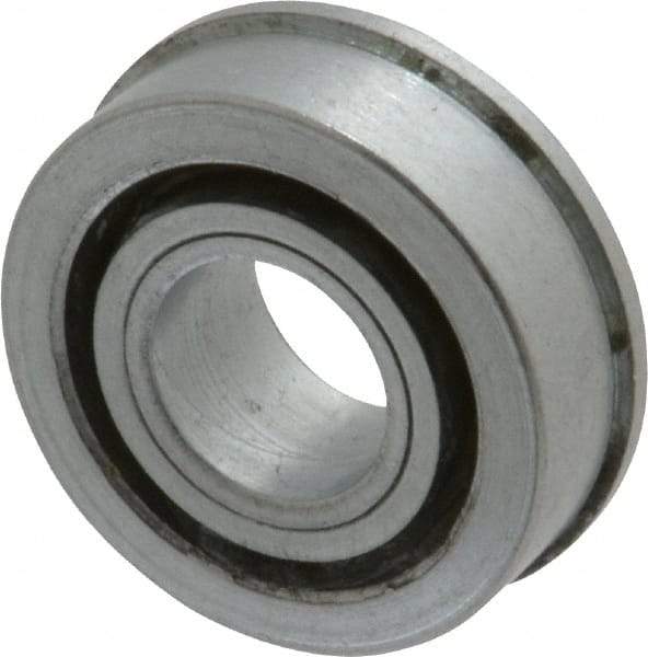 Value Collection - 1/2" Bore Diam, 1-3/16" OD, Open Unground Full Complement Radial Ball Bearing - With Flange, 1 Row, Round Bore, 533 Lb Dynamic Capacity - Industrial Tool & Supply