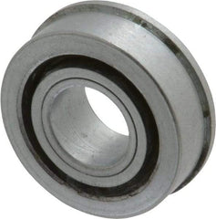 Value Collection - 1/2" Bore Diam, 1-3/16" OD, Open Unground Full Complement Radial Ball Bearing - With Flange, 1 Row, Round Bore, 533 Lb Dynamic Capacity - Industrial Tool & Supply
