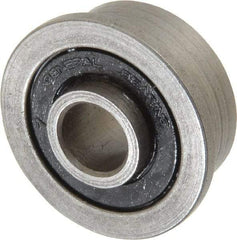 Value Collection - 1/4" Bore Diam, 11/16" OD, Double Seal Unground Retainer Type Radial Ball Bearing - With Flange, 1 Row, Round Bore, 300 Lb Dynamic Capacity - Industrial Tool & Supply