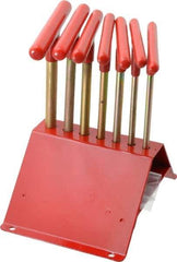 Made in USA - 7 Piece T-Handle Hex Key Set - Hex Range 7/64 to 1/4", 7" OAL, Chromalloy Steel - Industrial Tool & Supply
