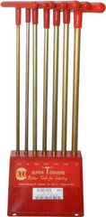 Made in USA - 7 Piece T-Handle Hex Key Set - Hex Range 7/64 to 1/4", 13" OAL, Chromalloy Steel - Industrial Tool & Supply