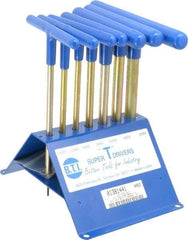 Made in USA - 7 Piece T-Handle Hex Key Set - Hex Range 2 to 8mm, 7" OAL, Chromalloy Steel - Industrial Tool & Supply