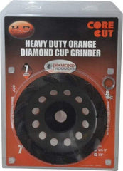 Core Cut - 7" Diam, 7/8" Hole Size, 3/16" Overall Thickness, Spiral Cup Tool & Cutter Grinding Wheel - Diamond, 8,725 RPM - Industrial Tool & Supply