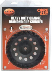 Core Cut - 7" Diam, 3/16" Overall Thickness, Spiral Cup Tool & Cutter Grinding Wheel - Diamond, 8,725 RPM - Industrial Tool & Supply