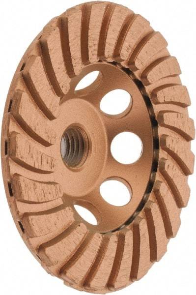 Core Cut - 4" Diam, 3/16" Overall Thickness, Spiral Cup Tool & Cutter Grinding Wheel - Coarse Grade, Diamond, 15,000 RPM - Industrial Tool & Supply