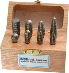 SGS Pro - 8 Piece, 1/4" Shank Burr Set - Tungsten Carbide - Industrial Tool & Supply