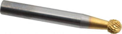 SGS Pro - 1/4" Cut Diam, 1/4" Shank Diam, Ball Head Double Cut Burr - Carbide, Radius End, 7/32" LOC, 2" OAL - Industrial Tool & Supply