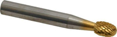 SGS Pro - 1/4" Cut Diam, 1/4" Shank Diam, Oval Head Double Cut Burr - Carbide, Radius End, 3/8" LOC, 2" OAL - Industrial Tool & Supply