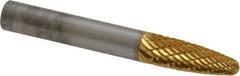 SGS Pro - 1/4" Cut Diam, 1/4" Shank Diam, Tree with Radius Head Double Cut Burr - Carbide, Radius End, 5/8" LOC, 2" OAL - Industrial Tool & Supply