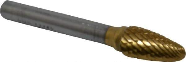 SGS Pro - 3/8" Cut Diam, 1/4" Shank Diam, Tree with Radius Head Double Cut Burr - Carbide, Radius End, 3/4" LOC, 2-1/2" OAL - Industrial Tool & Supply