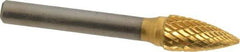 SGS Pro - 3/8" Cut Diam, 1/4" Shank Diam, Tree Head Double Cut Burr - Carbide, Point End, 3/4" LOC, 2-1/2" OAL - Industrial Tool & Supply