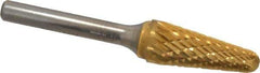 SGS Pro - 1/2" Cut Diam, 1/4" Shank Diam, Taper Head Double Cut Burr - Carbide, Radius End, 1-1/8" LOC, 2-7/8" OAL - Industrial Tool & Supply