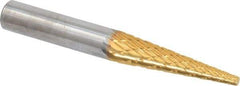 SGS Pro - 1/4" Cut Diam, 1/4" Shank Diam, Cone Head Double Cut Burr - Carbide, Point End, 1" LOC, 2" OAL - Industrial Tool & Supply