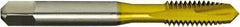 Vermont Tap & Die - 5/8-11 UNC, 3 Flute, TiN Finish, High Speed Steel Spiral Point Tap - Plug Chamfer, Right Hand Thread, 3-13/16" OAL, 1-13/16" Thread Length, 12.19mm Shank Diam, 3/3B Class of Fit, Series TN3112 - Exact Industrial Supply