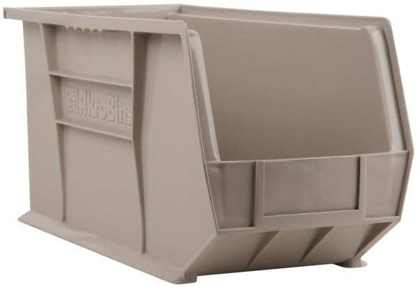 Akro-Mils - 60 Lb. Load Capacity, 18" Deep, Gray Polymer Hopper Stacking Bin - 9" High x 8-1/4" Wide x 18" Long - Industrial Tool & Supply