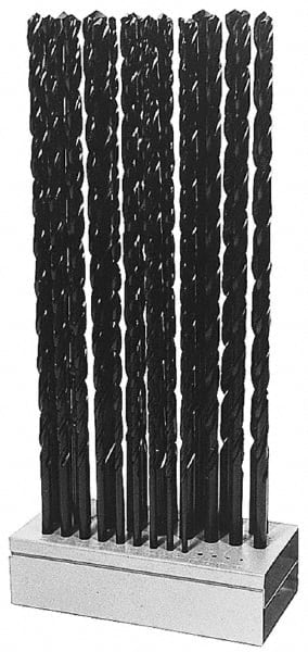 Interstate - 1/8 to 1/2", 118° Point, Oxide Finish, High Speed Steel Aircraft Extension Length Drill Bit Set - Industrial Tool & Supply