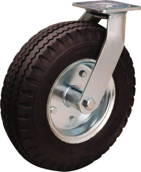 Hamilton - 12" Diam, Rubber Swivel Caster - 500 Lb Capacity, Top Plate Mount, 4" x 4-1/2" Plate, Precision Ball Bearing - Industrial Tool & Supply