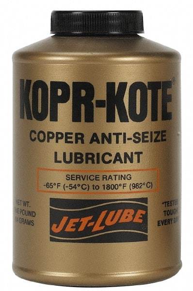 Jet-Lube - 12 oz Aerosol High Temperature Anti-Seize Lubricant - Copper/Graphite, -65 to 1,800°F, Copper/Bronze, Water Resistant - Industrial Tool & Supply