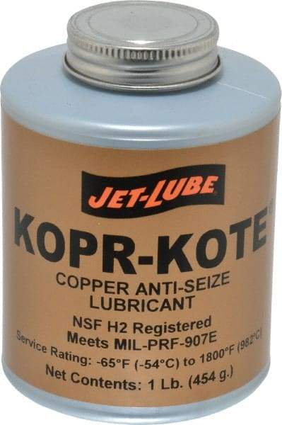 Jet-Lube - 1 Lb Can High Temperature Anti-Seize Lubricant - Copper/Graphite, -65 to 1,800°F, Copper/Bronze, Food Grade, Water Resistant - Industrial Tool & Supply