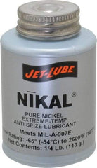 Jet-Lube - 0.25 Lb Can High Temperature Anti-Seize Lubricant - Nickel, -65 to 2,600°F, Silver Gray, Water Resistant - Industrial Tool & Supply