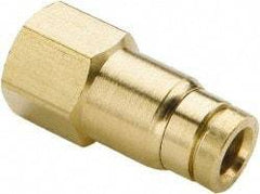 Parker - 1/2" Outside Diam, 1/4 NPTF, Brass Push-to-Connect Tube Female Connector - 250 Max psi, Tube to Female NPT Connection, Buna-N O-Ring - Industrial Tool & Supply
