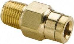 Parker - 1/2" Outside Diam, 3/8 NPTF, Brass Push-to-Connect Tube Male Connector - 250 Max psi, Tube to Male NPT Connection, Buna-N O-Ring - Industrial Tool & Supply