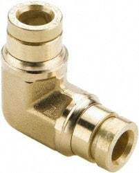 Parker - 3/16" Outside Diam, Brass Push-to-Connect Tube Union Elbow - 250 Max psi, Tube to Tube Connection, Buna-N O-Ring - Industrial Tool & Supply
