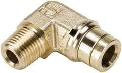 Parker - 5/32" Outside Diam, 1/8 NPT, Brass Push-to-Connect Tube Male Elbow - 250 Max psi, Tube to Male NPT Connection, Buna-N O-Ring - Industrial Tool & Supply
