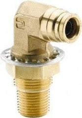 Parker - 1/2" Outside Diam, 1/2 NPTF, Brass Push-to-Connect Tube Male Bulkhead Elbow - 250 Max psi, Buna-N O-Ring, Tube to Male NPT - Industrial Tool & Supply