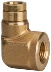 Parker - 1/4" Outside Diam, 1/8 NPTF, Brass Push-to-Connect Tube Female Elbow - 250 Max psi, Tube to Female NPT Connection, Buna-N O-Ring - Industrial Tool & Supply