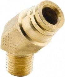 Parker - 5/8" Tube OD, 3/8 NPT Brass Push-to-Connect Tube Male 45° Elbow - 250 Max psi, Tube to Male NPT Connection, Buna-N O-Ring, -40 to 200°F Working Temp - Industrial Tool & Supply