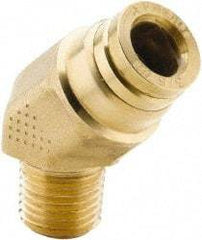 Parker - 1/2" Tube OD, 1/2 NPT Brass Push-to-Connect Tube Male 45° Elbow - 250 Max psi, Tube to Male NPT Connection, Buna-N O-Ring, -40 to 200°F Working Temp - Industrial Tool & Supply