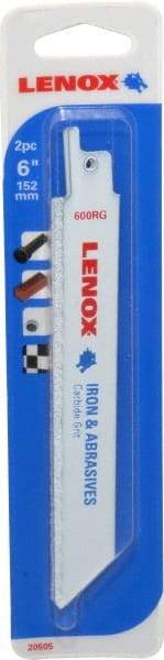 Lenox - 6" Long x 3/4" Thick, Carbide Reciprocating Saw Blade - Straight Profile, Continuous Edge, Universal Shank - Industrial Tool & Supply