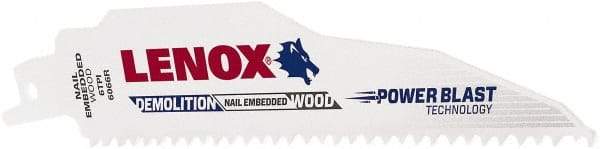 Lenox - 6" Long x 7/8" Thick, Bi-Metal Reciprocating Saw Blade - Straight Profile, 6 TPI, Toothed Edge, Universal Shank - Industrial Tool & Supply