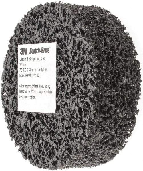 3M - 3" Diam, 1" Face Width, 1/4" Center Hole, Very Coarse Grade, Silicon Carbide Deburring Wheel - Unitized, Hard Density 7 Grade, 14,100 RPM - Industrial Tool & Supply