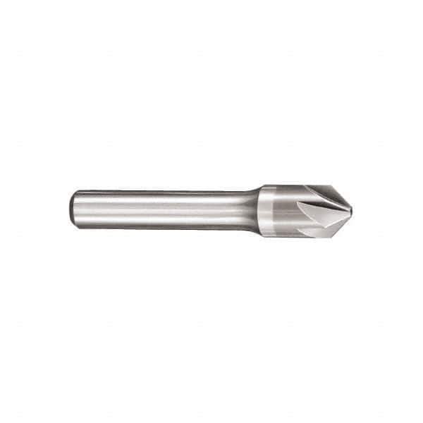 SGS - 1/8" Head Diam, 1/8" Shank Diam, 6 Flute 82° Solid Carbide Countersink - Bright Finish, 1-1/2" OAL, Single End, Straight Shank, Right Hand Cut - Industrial Tool & Supply
