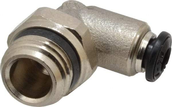 Alpha Technologies - 4mm Outside Diam, 1/4 Universal, Nickel Plated Brass Push-to-Connect Tube Male Swivel Elbow - 250 Max psi, Tube to Universal Thread Connection, Buna O-Ring - Industrial Tool & Supply