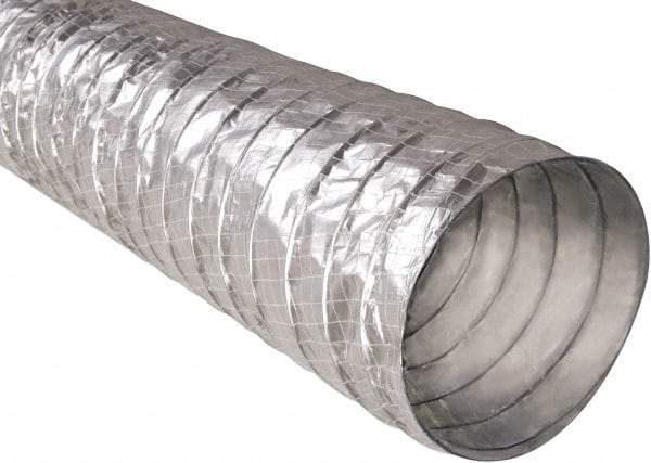 Hi-Tech Duravent - 5" ID, 25' Long, Metalized Film Blower & Duct Hose - Silver, 2.6" Bend Radius, 0.15 In/Hg, 0.85 Max psi, -20 to 250°F - Industrial Tool & Supply