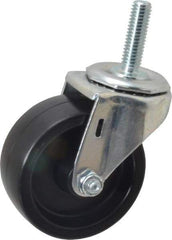 E.R. Wagner - 3" Diam x 1-1/4" Wide x 3-5/8" OAH Stem Mount Swivel Caster - Polyolefin, 210 Lb Capacity, Plain Bearing, 7/16-14 x 1-1/2" Threaded Stem - Industrial Tool & Supply
