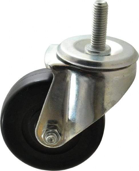 E.R. Wagner - 3-1/2" Diam x 1-1/4" Wide x 4-1/2" OAH Stem Mount Swivel Caster - Soft Rubber, 155 Lb Capacity, Delrin Bearing, 1/2-13 x 1-1/2" Threaded Stem - Industrial Tool & Supply