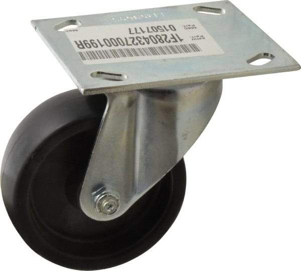 E.R. Wagner - 4" Diam x 1-3/8" Wide x 5-1/16" OAH Top Plate Mount Swivel Caster - Polyolefin, 300 Lb Capacity, Roller Bearing, 3-3/4 x 4-5/8" Plate - Industrial Tool & Supply