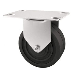 E.R. Wagner - 4" Diam x 1-1/4" Wide x 4-11/16" OAH Top Plate Mount Rigid Caster - Soft Rubber, 165 Lb Capacity, Delrin Bearing, 2-3/4 x 3-3/4" Plate - Industrial Tool & Supply