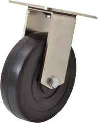 E.R. Wagner - 5" Diam x 1-3/8" Wide x 6-3/8" OAH Top Plate Mount Rigid Caster - Soft Rubber, 240 Lb Capacity, Delrin Bearing, 3-1/8 x 4-1/8" Plate - Industrial Tool & Supply