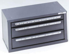 Huot - 3 Drawer, #6-32 to 1/2-20 Tap Storage - 14-5/8" Wide x 7-3/8" Deep x 7-3/4" High, Steel - Exact Industrial Supply