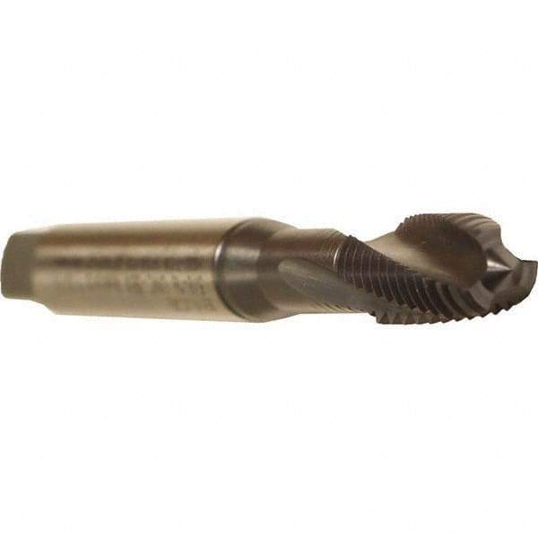 Emuge - M3x0.50 Metric 2 Flute 6HX Modified Bottoming Spiral Flute Tap - Cobalt, TiCN Finish, 56mm OAL, Right Hand Flute, Right Hand Thread, Series Rekord D - Industrial Tool & Supply